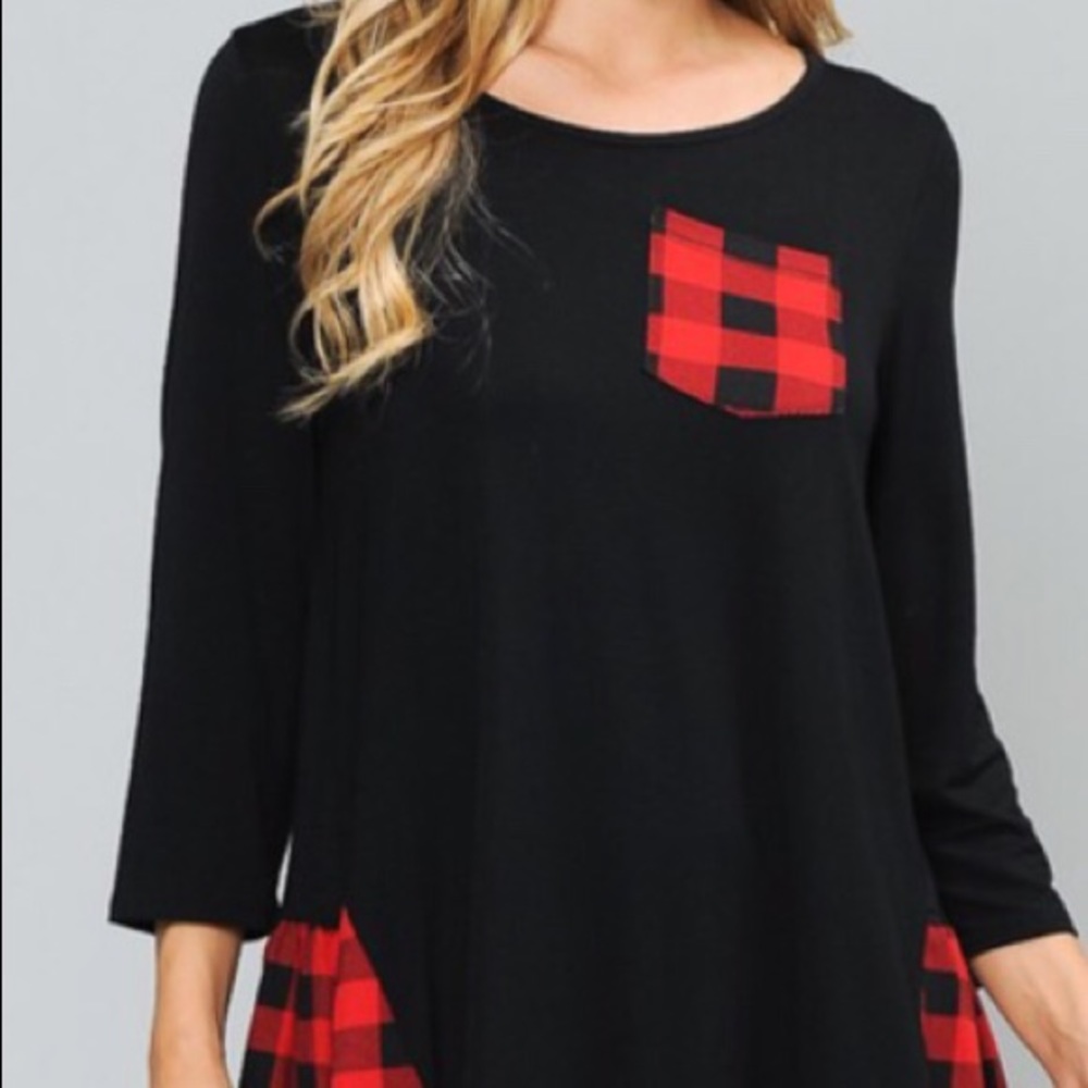NWT Last 1! Plus Checker Print Top - Picture 2 of 5